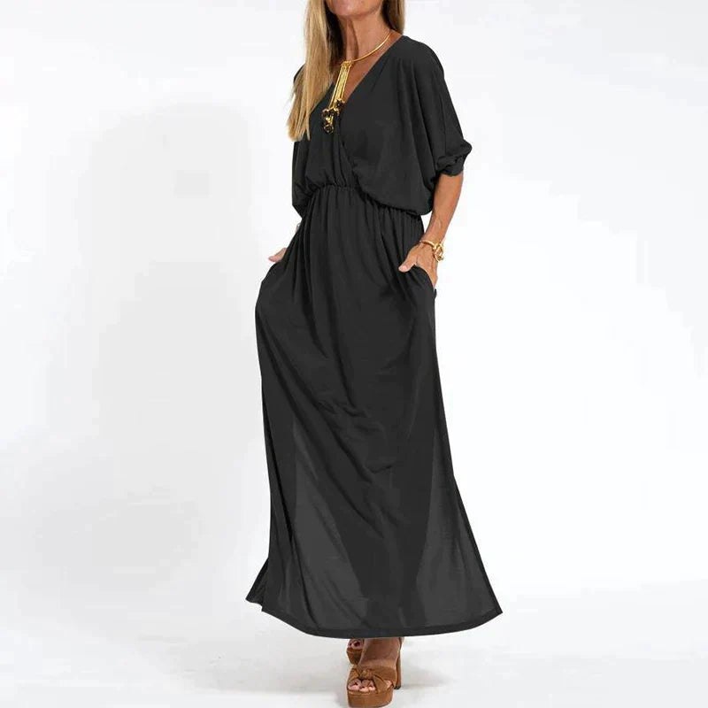 Dam Maxiklänning Boho Stil med Midjeband i Mjuk Bomull-6