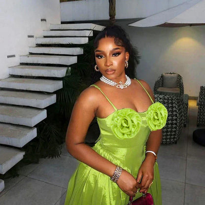 Kvinnors Midi Klänning Spaghetti Band Polyester-6