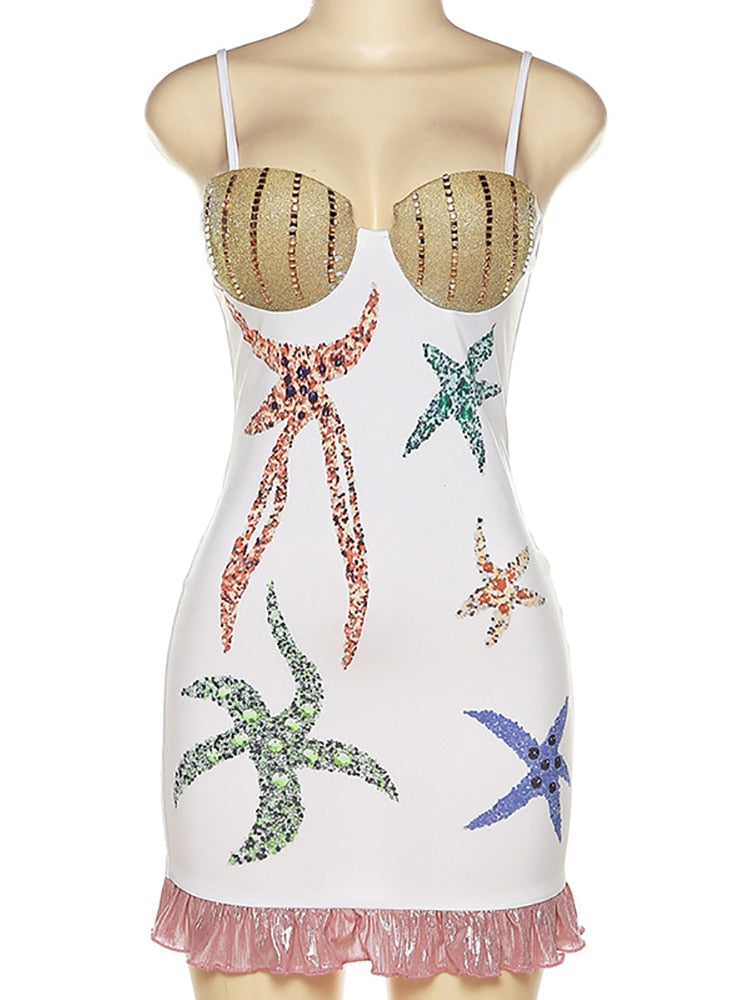 Kvinnors Miniklänning Spaghetti-remmar Paljetter Polyester-1