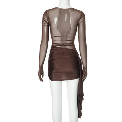 Dam Mini Klänning Monokrom Polyester - Fina Dam Klänningar för Vardags- och Festbruk-6