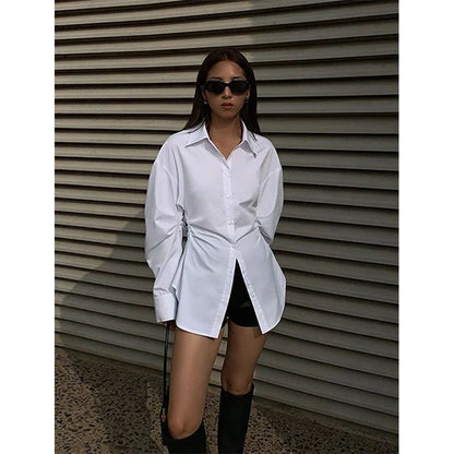 Dam Överdimensionerad Blus Långa Ärmar Bomull-2