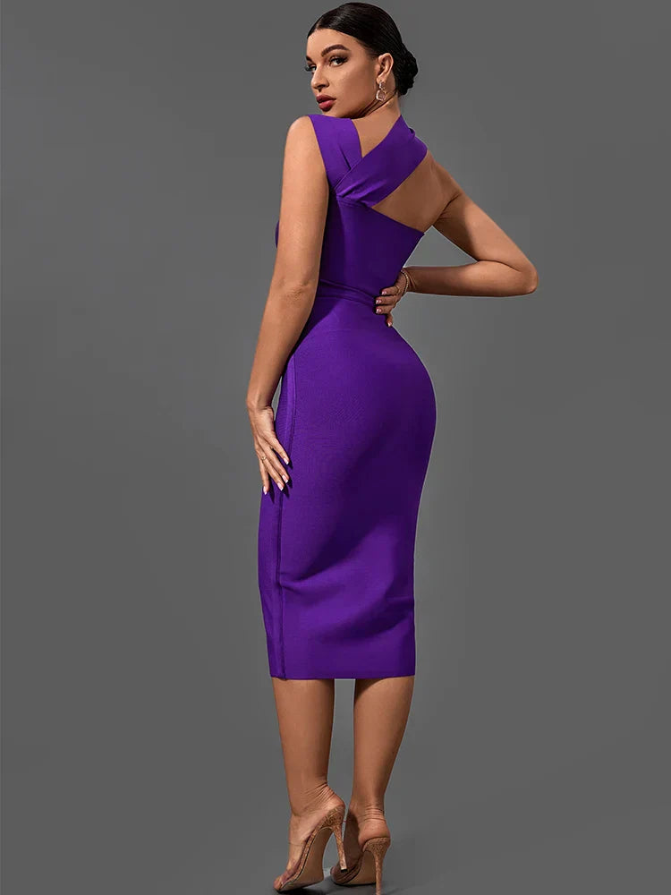 Dam Midiklänning Spaghetti Band Polyester Spandex Elegant Midi Klänning 6