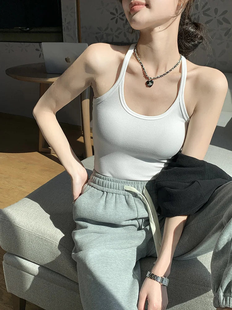 Dam Tank Top Klassisk Design Viskosblandning-5