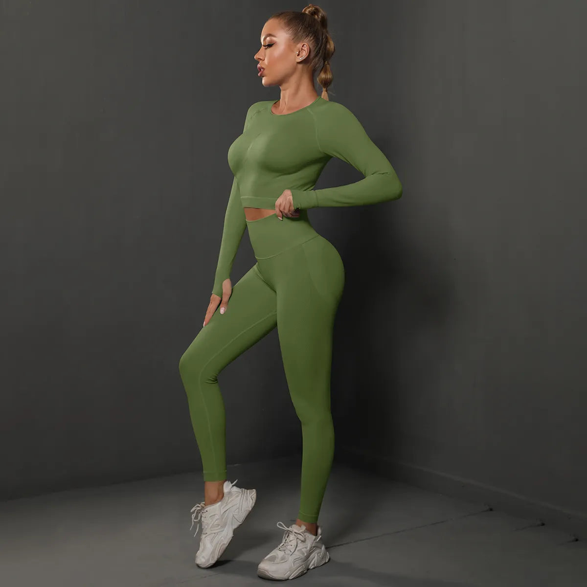 Variant image for Dam Aktiva Byxor Hög Midja Andningsbart Spandex Nylon-37
