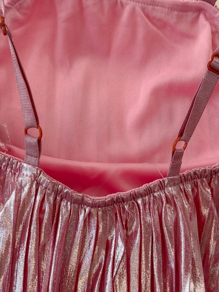 Maxiklänning Dam Löst Snitt Ärmlös Polyester Veckad Form-6