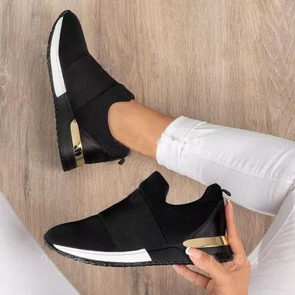 Dam Sneakers Avslappnad Canvas Slip-On Gummisula-2