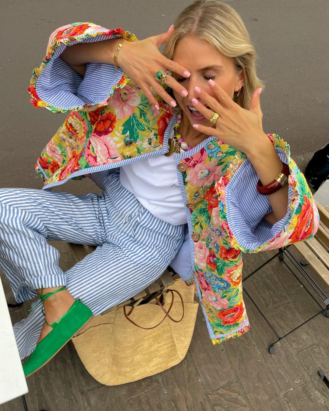 Damjacka Blommönster Mjuk Material för Hösten-1