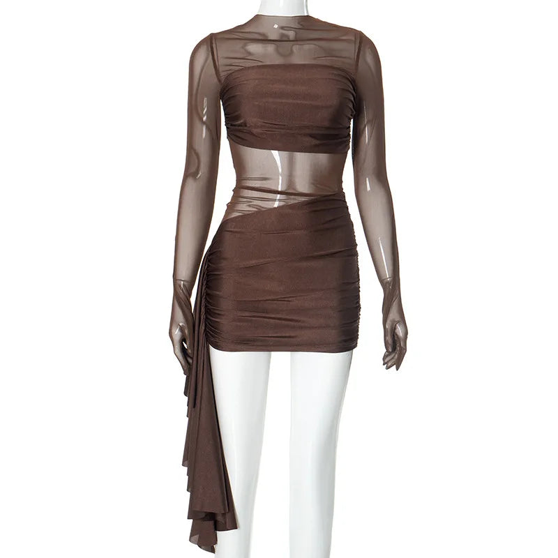 Dam Mini Klänning Monokrom Polyester - Fina Dam Klänningar för Vardags- och Festbruk-4