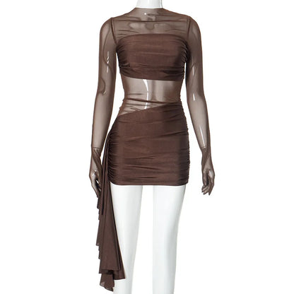 Dam Mini Klänning Monokrom Polyester - Fina Dam Klänningar för Vardags- och Festbruk-4