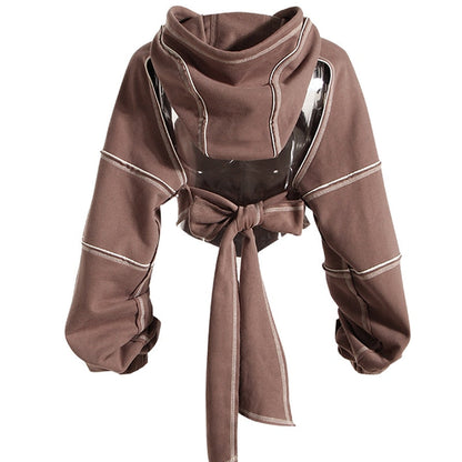 Dam Hoodie Beskuren Bomull och Polyester-3