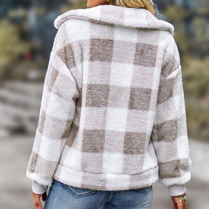 Fleecejacka Dam med Rutig Design i Högkvalitativ Fleece – Mysig och Varm för Kalla Dagar 2