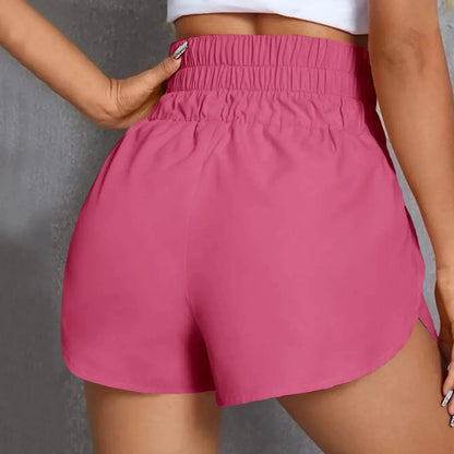 Dam Träningsshorts Hög Midja Lätt Tyg Sportig Design-2