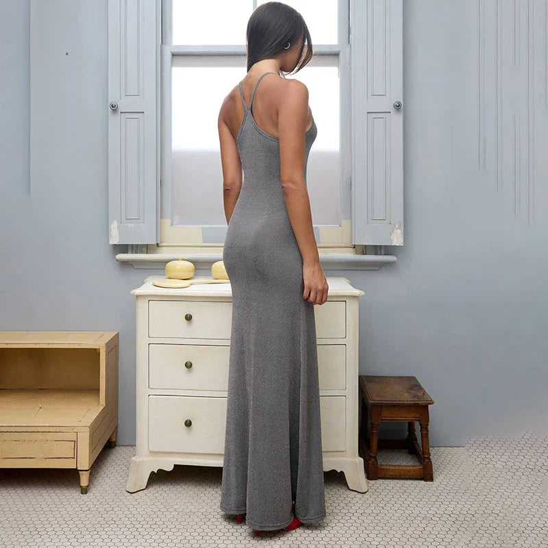 Maxiklänning Dam Ärmlös Polyester Ankellång Casual 5