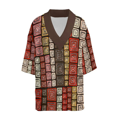 Dam Tvådelad Set Vintage Tryck 100% Bomull-3