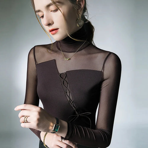 Kvinnors T-shirt Lång Ärmar Mjuk Polyesterblandning-1