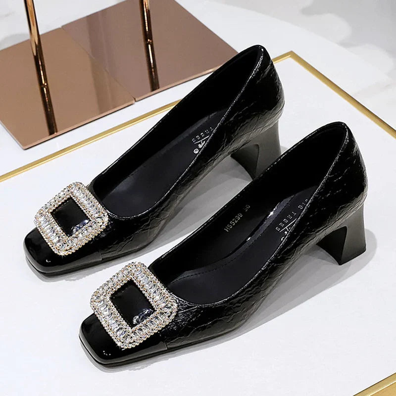 Variant image for Dam Pumps Fyrkantig Tå PU-Material Elegant Design-8