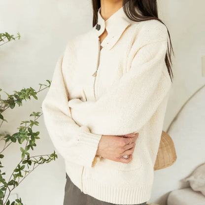 Stickad Dam Tröja Rullkrage Ull Elegant Komfort-2