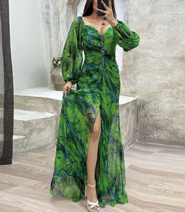 Variant image for Kvinnors Maxi Klänning V-hals Högkvalitativt Material-5