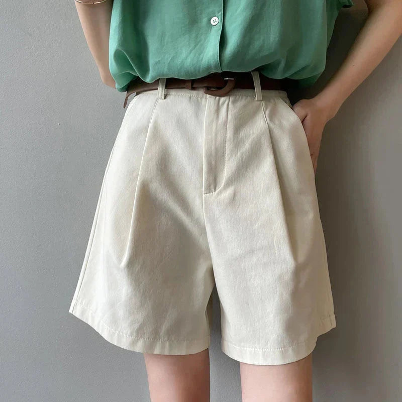 Dam Shorts Hög Midja Bomull För Komfort och Stil-4