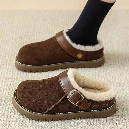 Dam Tofflor Fodrade Mocka Elegant Slip-On Med Pälsfoder-1