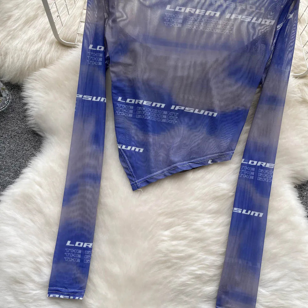 Dam Festtopp Transparent Elastisk Polyester Slim Fit-4