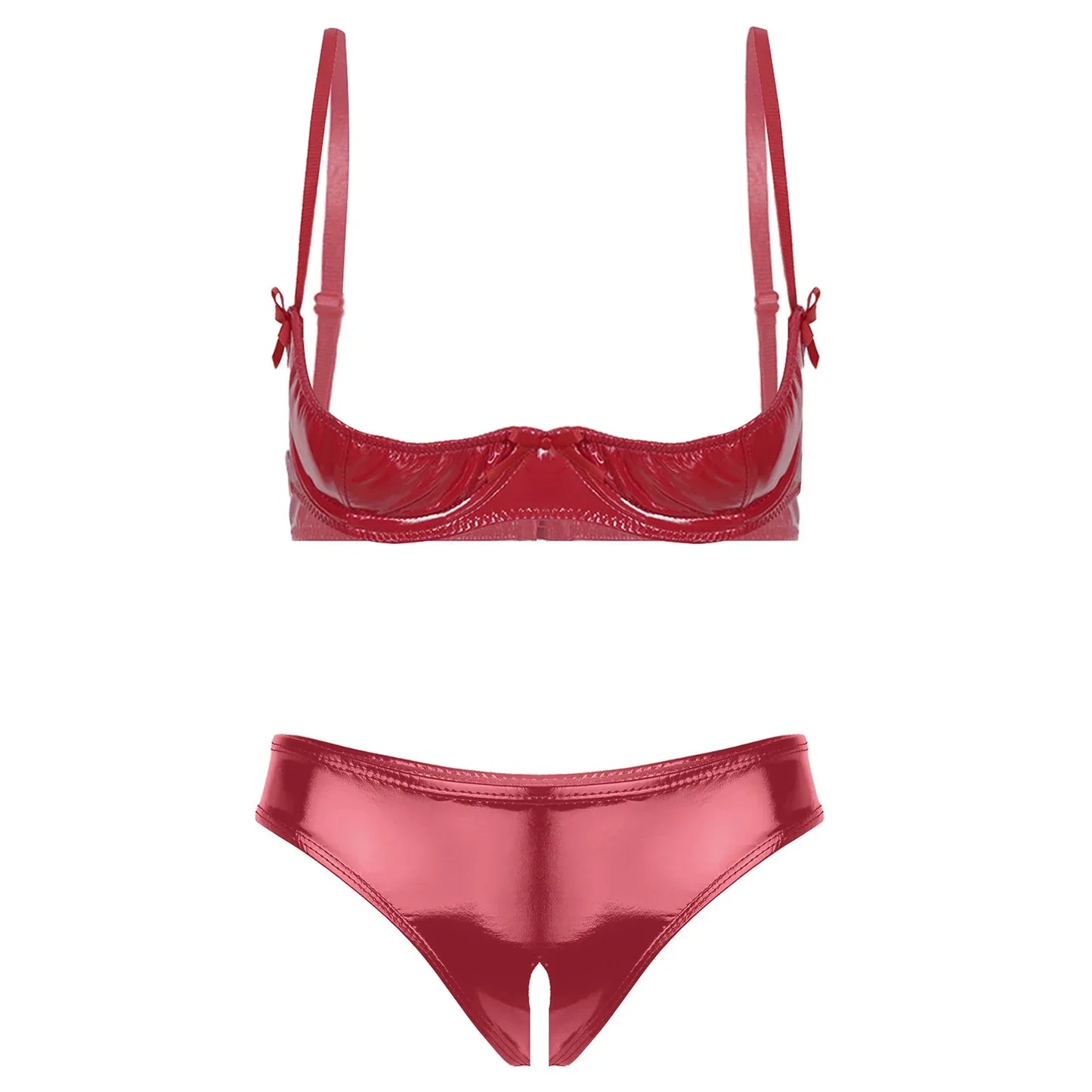 Herr Crotchless Underkläder Monokrom Spandex Patentläder 8