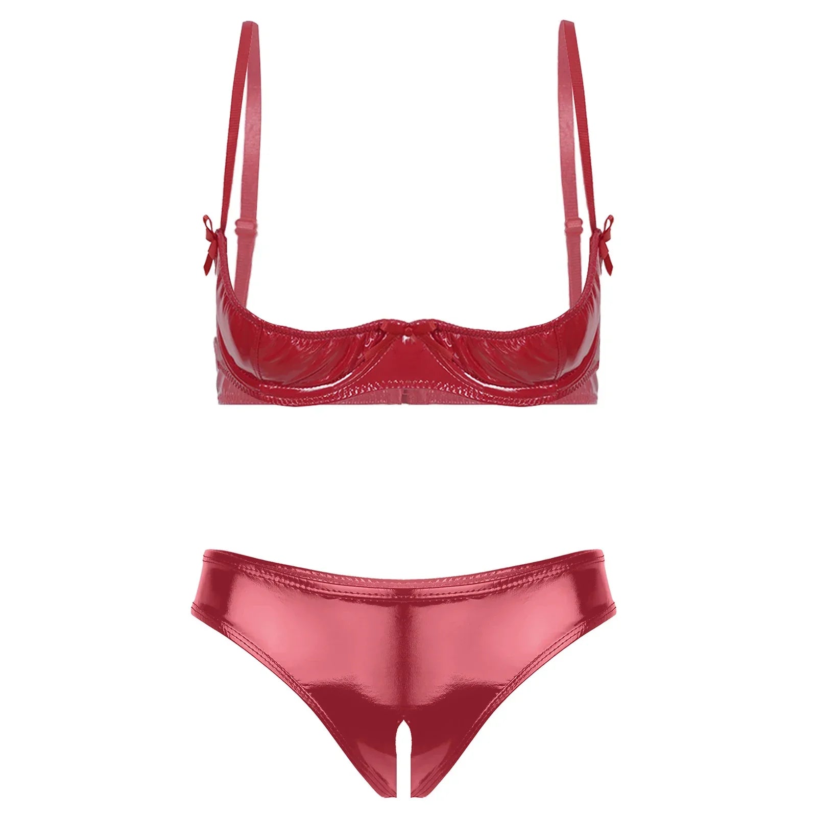 Herr Crotchless Underkläder Monokrom Spandex Patentläder 8