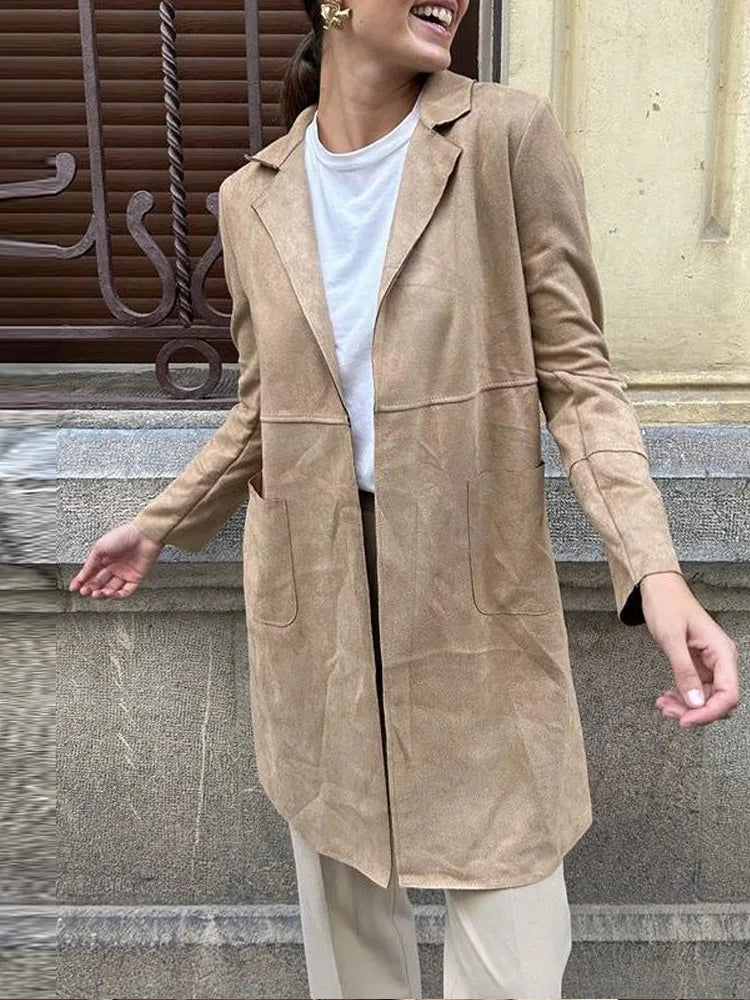 Vindtät Damjacka i Mocka – Elegant och Bekväm Jacka för Kallt Väder, Normal Passform, S-XL 4