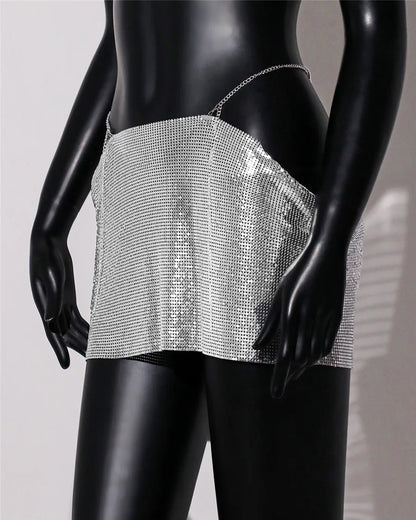 Dam Minirock Avslappnad Stil Paljetter Polyester Elastan-5