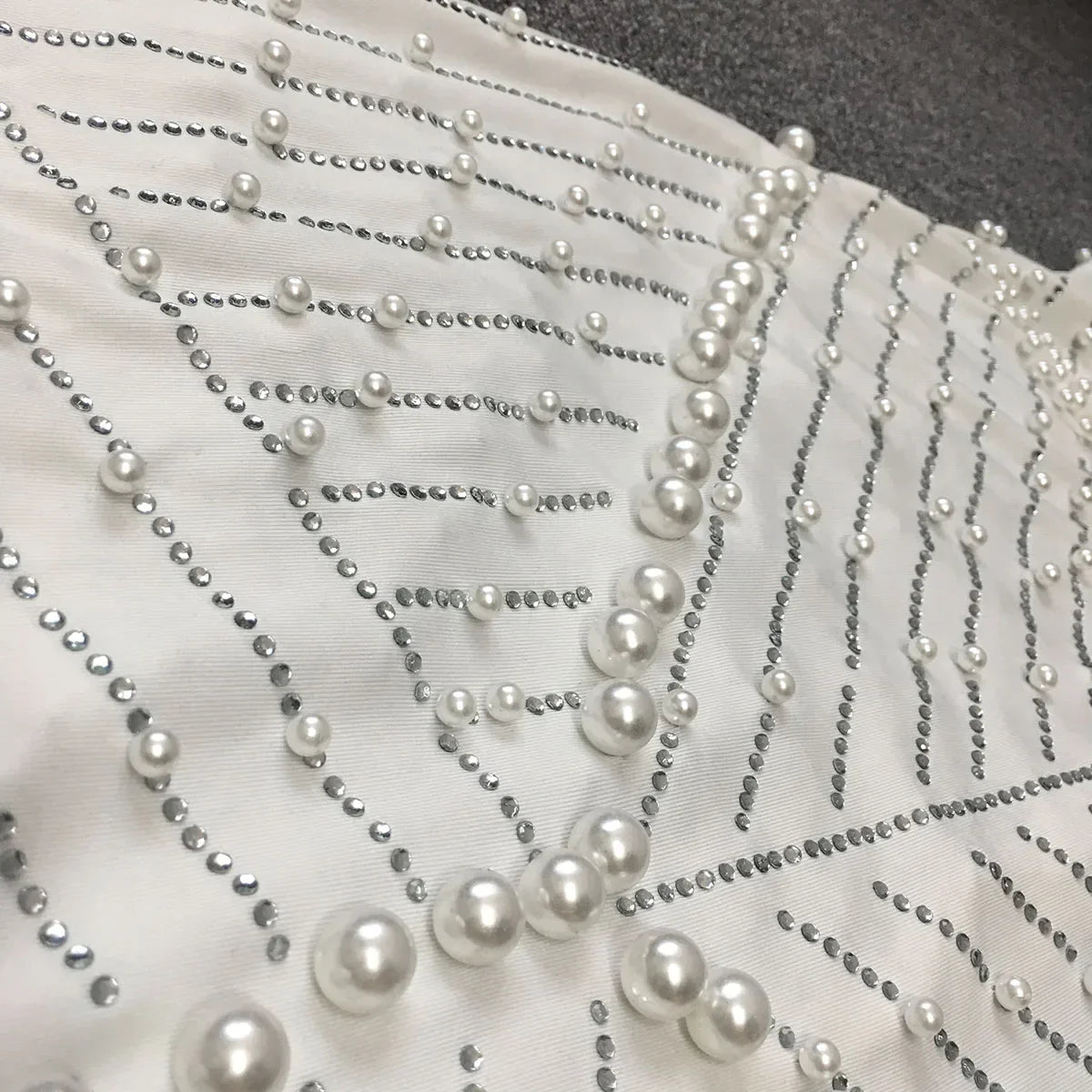 Dam Midi Klänning med Konstpärlor Polyester Lycra för Fina Tillfällen-4