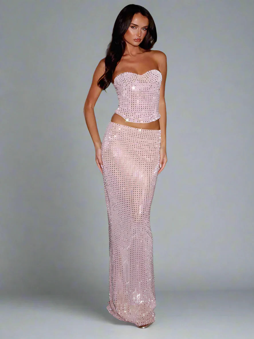 Dams Klänning Set Glittrande Paljetter Spandex Polyester-1