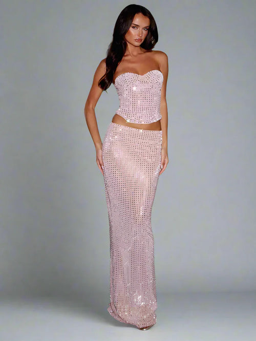 Dams Klänning Set Glittrande Paljetter Spandex Polyester-1