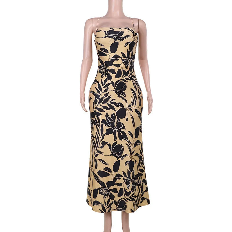 Maxi Klänning Dam Figur-huggande Design Bomull Polyester-1