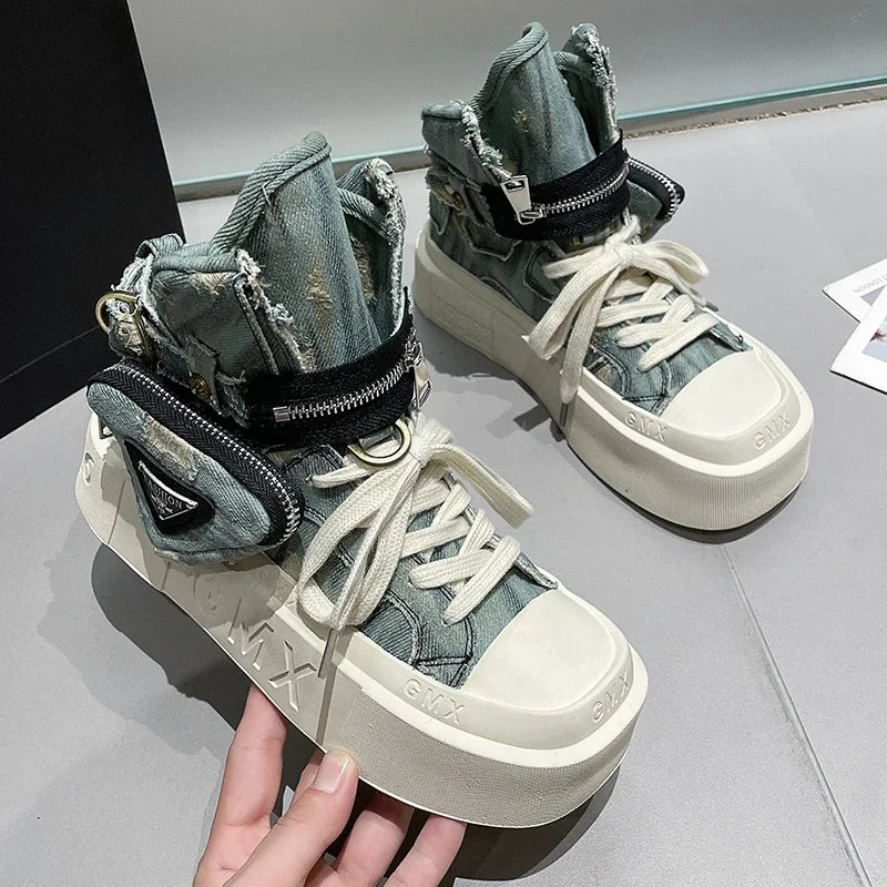 Variant image for Kvinnors Sneakers Denim Snörning Hållbar Canvas-13