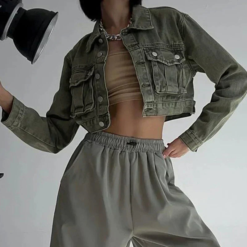 Dam Jeansjacka Oversize med Rymliga Fickor i Denim 2