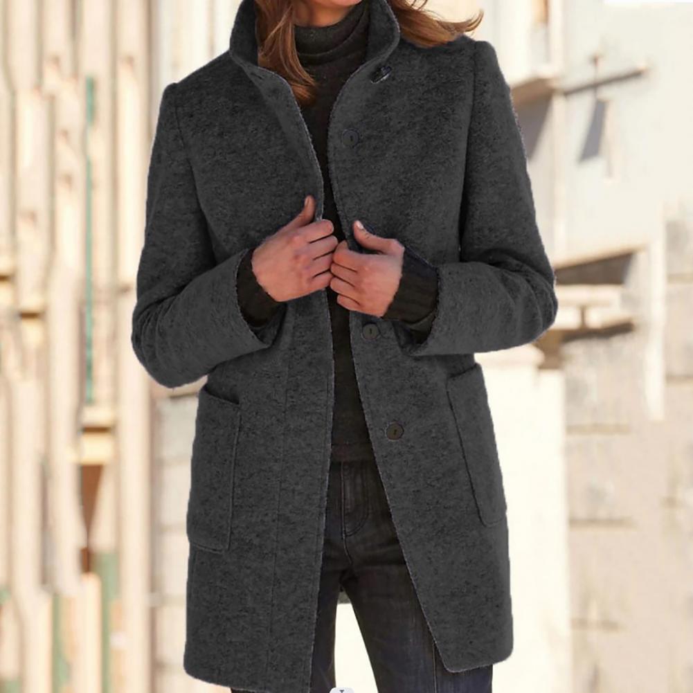 Variant image for Lång Jacka Dam Stående Krage Polyester Elegant Vinterjacka-21