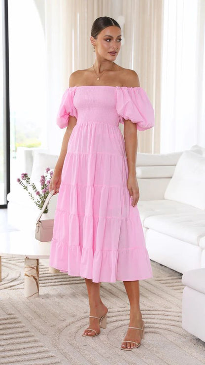 Dam Klänning Axelfri Midi Polyester Elegant 2