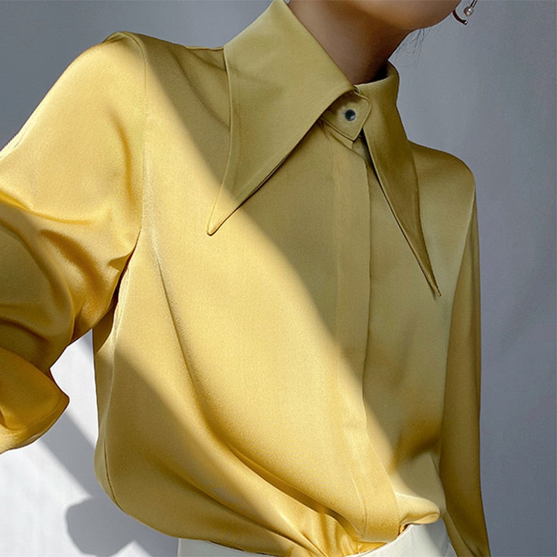 Variant image for Dam Blus Klassisk Slim Fit Satin-1