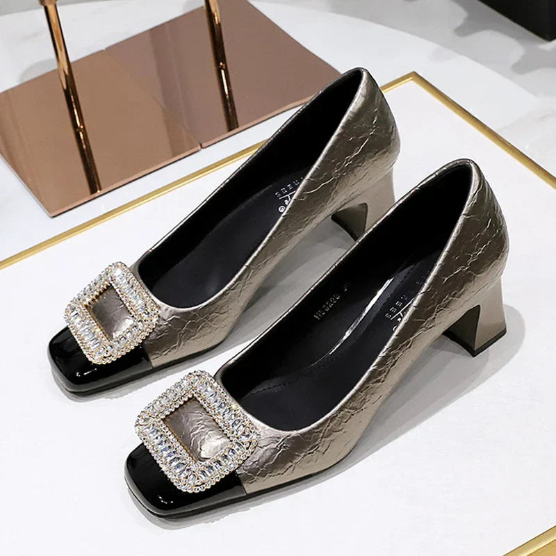 Variant image for Dam Pumps Fyrkantig Tå PU-Material Elegant Design-1