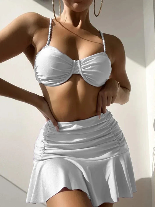 Baddräkt Dam 3-delad Shaping Polyester för Strand och Pool-1