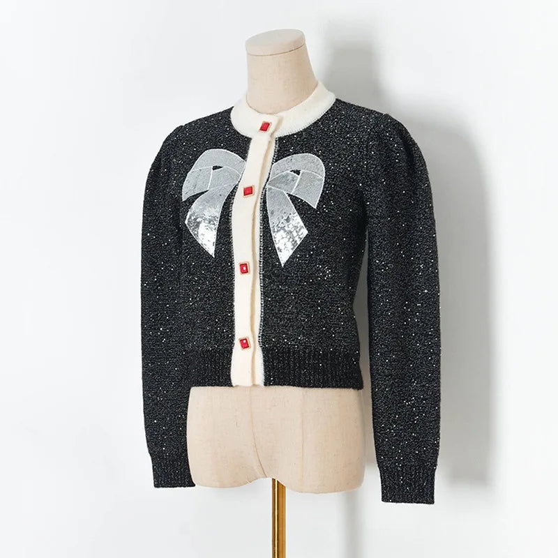 Dam Cardigan Puffärmar Viskos och Polyamid 8