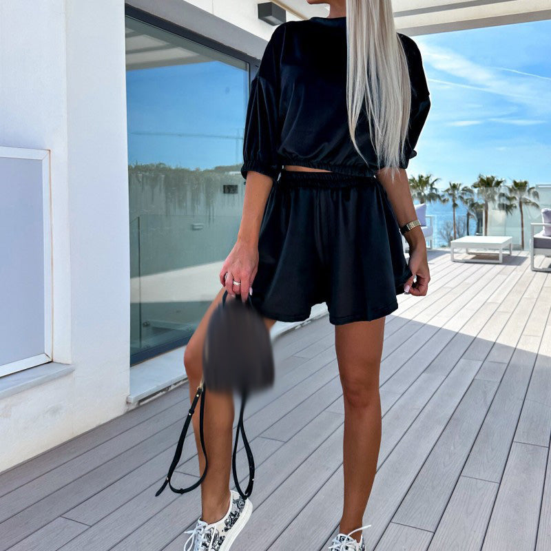 Dam Loungewear Set Sammet Mjuk Komfortabel Stil-2