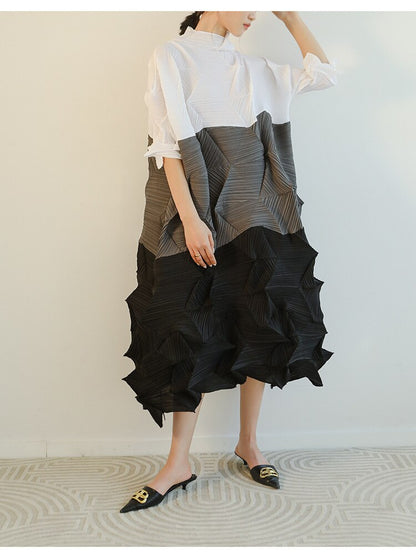 Damklänning Midi Turtleneck Polyester Löst Passform-3