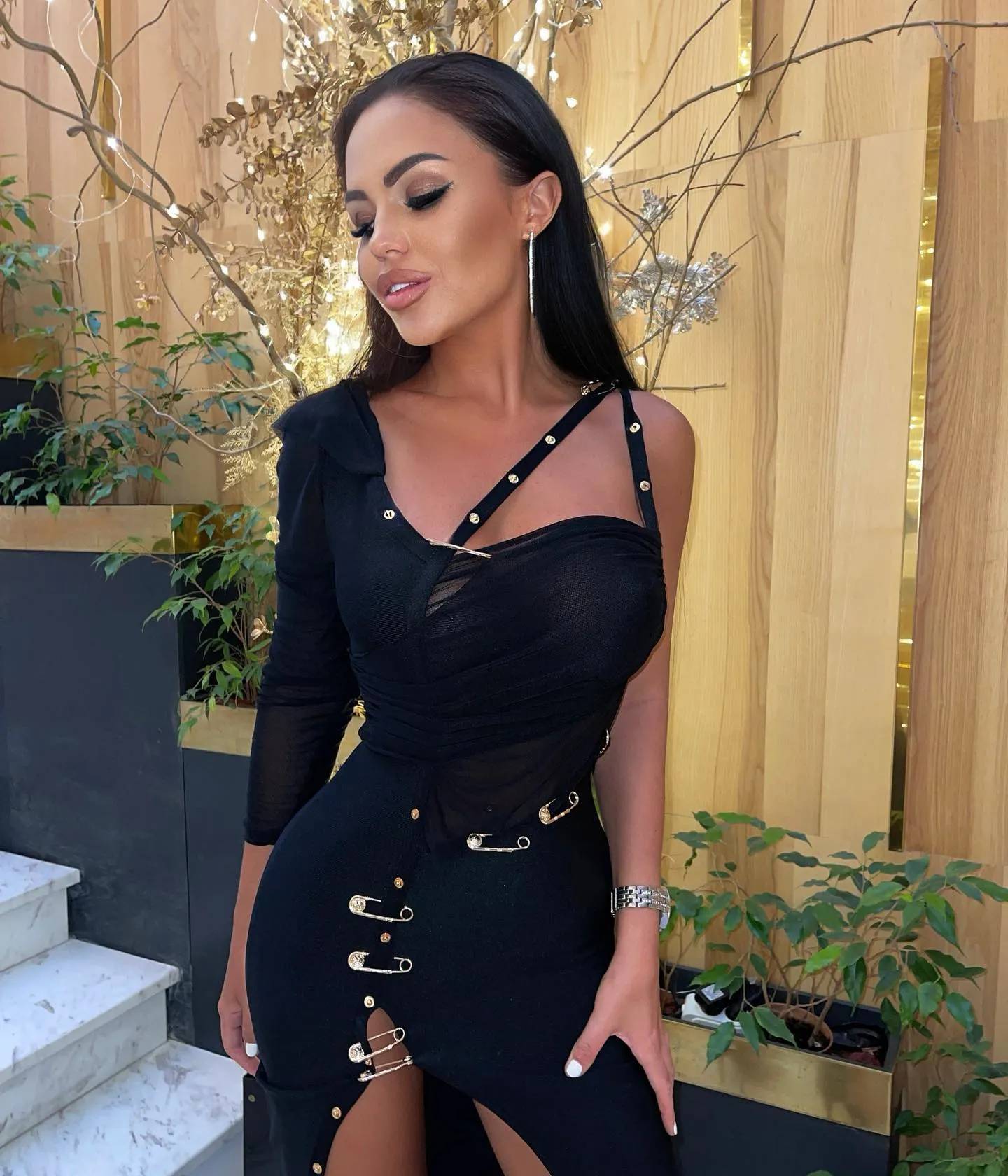 Dam Miniklänning Asymmetrisk Polyester Normal Passform-1