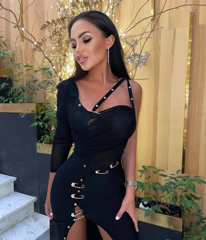 Dam Miniklänning Asymmetrisk Polyester Normal Passform-1