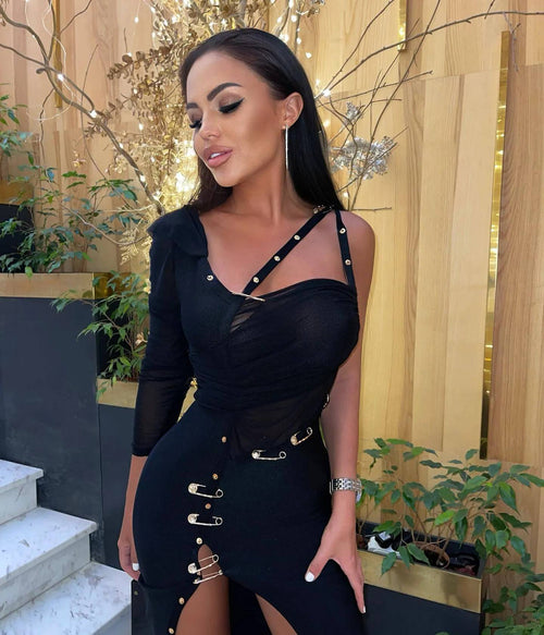 Dam Miniklänning Asymmetrisk Polyester Normal Passform-1