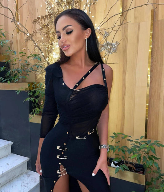 Dam Miniklänning Asymmetrisk Polyester Normal Passform-1