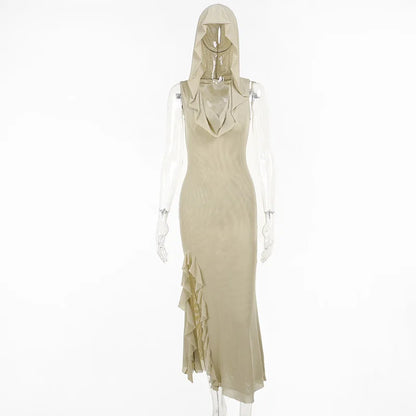 Kvinnors Midi Klänning Slim Fit Lätt Polyester med Volanger-6