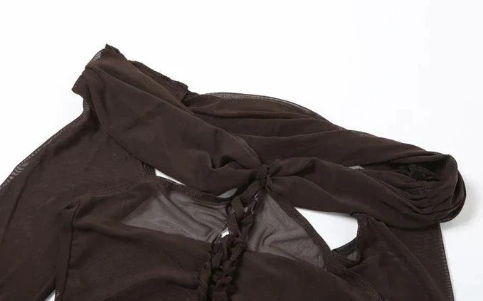 Dam Crop Top Ihålig Design Polyester Trendig Short Sleeve-6