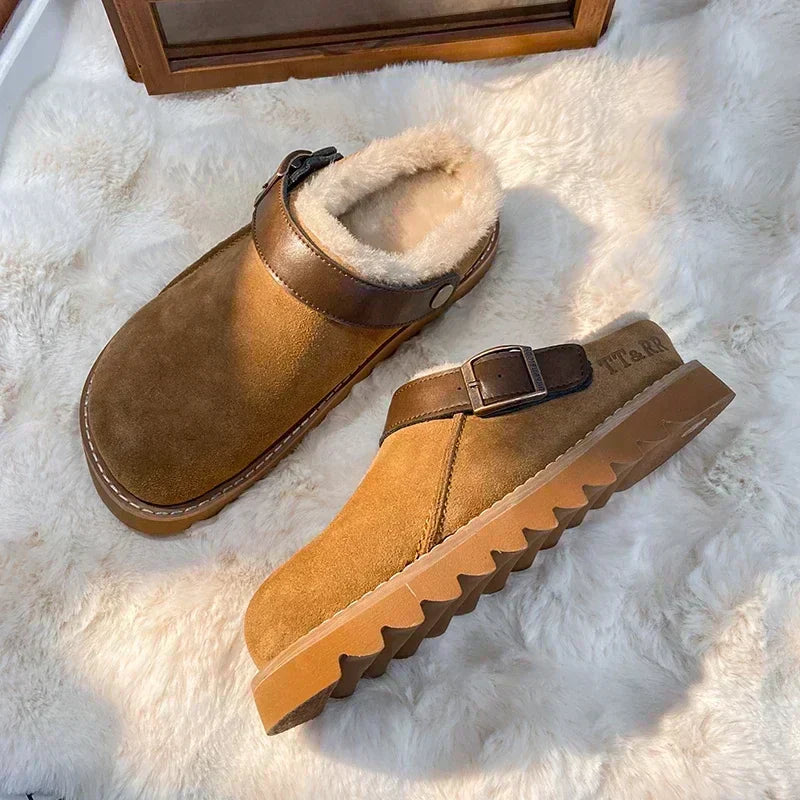 Dam Tofflor Fodrade Mocka Elegant Slip-On Med Pälsfoder-3